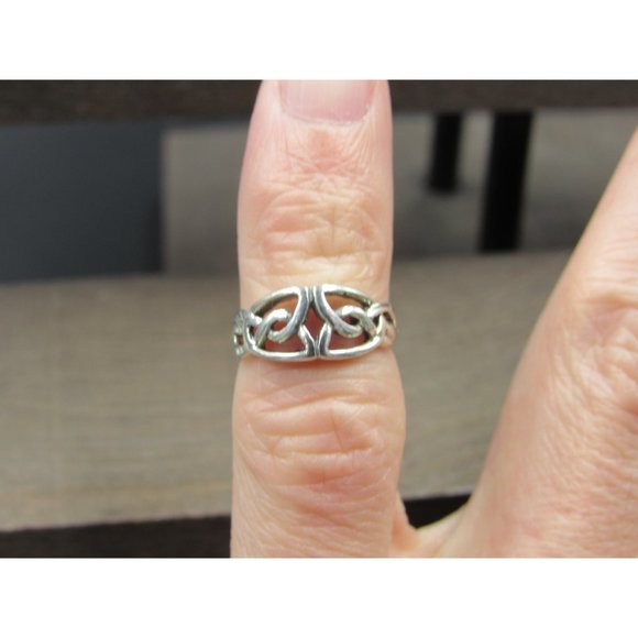 Size 2.25 Sterling Silver Double Celtic Knot Toe Band Ring Vintage Statement - Picture 3 of 8